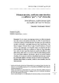 Dilemas morales, conflictos entre derechos y conflictos "por" y "en" el derecho  / Mauricio Maldonado Muñoz | Biblioteca Virtual Miguel de Cervantes