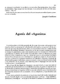Agonía del "agonista" / Eduardo Tijeras | Biblioteca Virtual Miguel de Cervantes