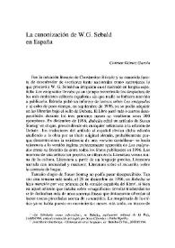 La canonización de W. G. Sebald en España / Carmen Gómez García | Biblioteca Virtual Miguel de Cervantes