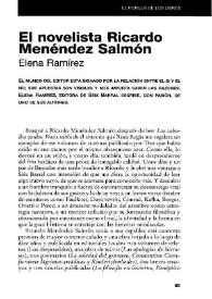 El novelista Ricardo Menéndez Salmón / Elena Ramírez | Biblioteca Virtual Miguel de Cervantes