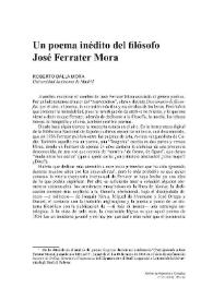 Un poema inédito del filósofo José Ferrater Mora / Roberto Dalla Mora | Biblioteca Virtual Miguel de Cervantes