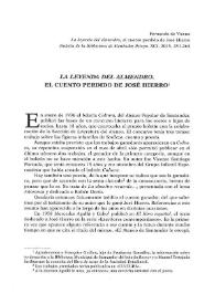 "La leyenda del almendro". El cuento perdido de José Hierro / Fernando de Vierna | Biblioteca Virtual Miguel de Cervantes