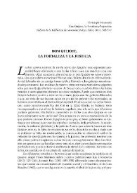 Don Quijote, la fortaleza y la justicia / Christoph Strosetzki | Biblioteca Virtual Miguel de Cervantes