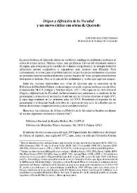 "Origen y difinición de la Necedad" y un nuevo códice con obras de Quevedo / Antonio Azaustre Galiana | Biblioteca Virtual Miguel de Cervantes