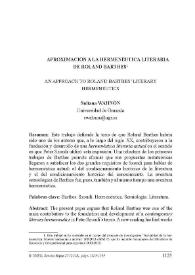 Aproximación a la hermenéutica literaria de Roland Barthes | Biblioteca Virtual Miguel de Cervantes