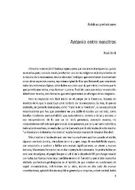 Palabras preliminares. Antonio entre nosotros / Noé Jitrik | Biblioteca Virtual Miguel de Cervantes
