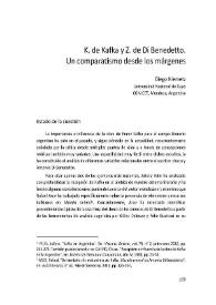 K. de Kafka y Z. de Di Benedetto. Un comparatismo desde los márgenes / Diego Niemetz      | Biblioteca Virtual Miguel de Cervantes