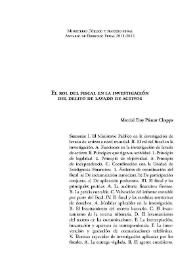 El rol del fiscal en la investigación del delito de lavado de activos / Marcial Eloy Páucar Chappa | Biblioteca Virtual Miguel de Cervantes