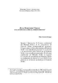 ¿Es el Ministerio Público una autoridad judicial independiente? / Marc-Antoine Granger | Biblioteca Virtual Miguel de Cervantes