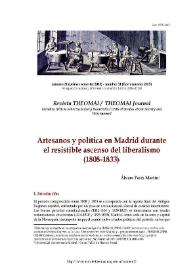 Artesanos y política en Madrid durante el resistible ascenso del liberalismo (1808-1833) / Álvaro París Martín | Biblioteca Virtual Miguel de Cervantes