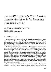El Krausismo en Costa Rica. Ideario educativo de los Hermanos Fernández Ferraz / Olegario Negrín Fajardo | Biblioteca Virtual Miguel de Cervantes