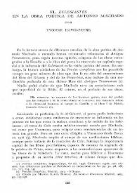 El "Eclesiastés" en la obra poética de Antonio Machado / por Yvonne David-Peyre | Biblioteca Virtual Miguel de Cervantes