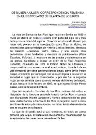 De mujer a mujer: correspondencia femenina en el epistolario de Blanca de los Ríos  / Ana María Freire | Biblioteca Virtual Miguel de Cervantes