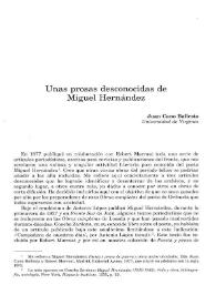 Unas prosas desconocidas de Miguel Hernández / Juan Cano Ballesta | Biblioteca Virtual Miguel de Cervantes