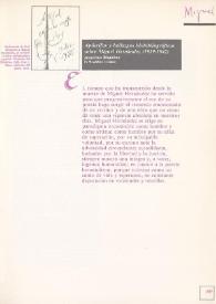 Apócrifos y hallazgos biobibliográficos sobre Miguel Hernández (1919-1942) / Jesucristo Riquelme  | Biblioteca Virtual Miguel de Cervantes
