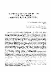 Genética de “Los Cisnes IV” de Rubén Darío: alegoría de la escritura / Iris M. Zavala | Biblioteca Virtual Miguel de Cervantes