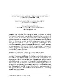 El editor como autor: prácticas ecdóticas en textos epistolares / Andrés Juárez López | Biblioteca Virtual Miguel de Cervantes