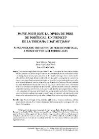 "Paine pour joie". La divisa de Pere de Portugal, un príncep de la tardana edat mitjana
 / Joan Molina Figueras | Biblioteca Virtual Miguel de Cervantes