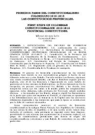 Primeros pasos del constitucionalismo colombiano, 1810-1815. Las constituciones provinciales  / Wilman Amaya León | Biblioteca Virtual Miguel de Cervantes