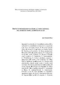 Breves comentarios sobre la parte general del derecho penal económico suizo / José Hurtado Pozo | Biblioteca Virtual Miguel de Cervantes