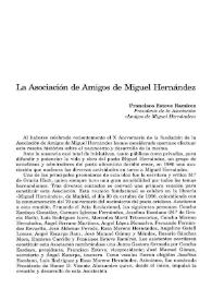 La Asociación de Amigos de Miguel Hernández / Francisco Esteve Ramírez | Biblioteca Virtual Miguel de Cervantes