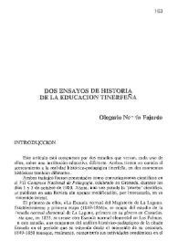 Dos ensayos de historia de la educación tinerfeña / Olegario Negrín Fajardo | Biblioteca Virtual Miguel de Cervantes
