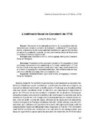 L'estimació fiscal de Constantí de 1715 / Josep M. Grau Pujol | Biblioteca Virtual Miguel de Cervantes