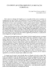 Cuando las Letras españolas se hacen europeas...  / Dolores Thion Soriano-Mollá | Biblioteca Virtual Miguel de Cervantes
