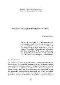 Sanciones penales para las personas jurídicas / Percy García Cavero | Biblioteca Virtual Miguel de Cervantes