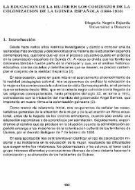 La educación de la mujer en los comienzos de la colonización de la Guinea española (1884-1910) / Olegario Negrín Fajardo | Biblioteca Virtual Miguel de Cervantes