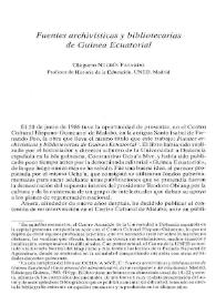 Fuentes archivísticas y bibliotecarias de Guinea Ecuatorial / Olegario Negrín Fajardo | Biblioteca Virtual Miguel de Cervantes
