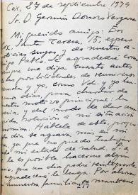 Más información sobre Carta de Miguel Hernández a Germán Vergara Donoso. Cox (Alicante), 27 de septiembre de 1939