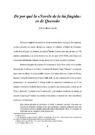 De por qué la "Novela de la tía fingida" es de Quevedo / Alfredo Baras Escolá | Biblioteca Virtual Miguel de Cervantes