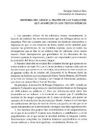 Historia del léxico a través de las variantes que aparecen en los textos médicos  / Enrique Jiménez Ríos | Biblioteca Virtual Miguel de Cervantes