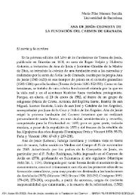 Ana de Jesús: cronista de la Fundación del Carmen de Granada  / María Pilar Manero Sorolla | Biblioteca Virtual Miguel de Cervantes