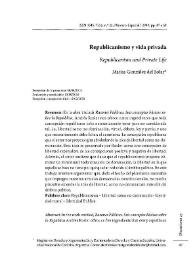 Republicanismo y vida privada / Matías González del Solar | Biblioteca Virtual Miguel de Cervantes