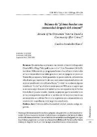 Balance de “¿Cómo fundar una comunidad después del crimen?”  / Carolina Fernández Blanco | Biblioteca Virtual Miguel de Cervantes