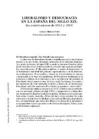 Liberalismo y democracia en la España del siglo XIX: las constituciones de 1812 y 1869 / Antonio Moliner Prada | Biblioteca Virtual Miguel de Cervantes