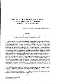 División de poderes y proceso legislativo en el sistema constitucional de 1812  / Juan Ignacio Marcuello Benedicto | Biblioteca Virtual Miguel de Cervantes