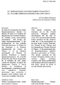 El hispanismo universitario francés y el teatro hispanoamericano (1987-2007) / de Osvaldo Obregón | Biblioteca Virtual Miguel de Cervantes