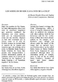Los modelos de Sor Juana Inés de la Cruz / de Rocío Oviedo Pérez de Tudela | Biblioteca Virtual Miguel de Cervantes