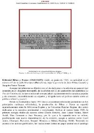 Editorial Ribas y Ferrer (1924-1929?) [Semblanza] / Jordi Chumillas i Coromina | Biblioteca Virtual Miguel de Cervantes