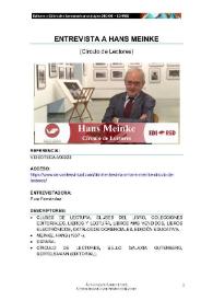Entrevista a Hans Meinke (Círculo de Lectores) | Biblioteca Virtual Miguel de Cervantes