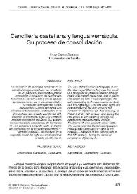 Cancillería castellana y lengua vernácula. Su proceso de consolidación  / Pilar Ostos Salcedo | Biblioteca Virtual Miguel de Cervantes
