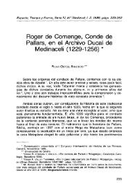 Roger de Comenge, Conde de Pallars, en el Archivo Ducal de Medinaceli (1229-1256) / Pilar Ostos Salcedo | Biblioteca Virtual Miguel de Cervantes