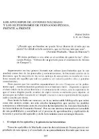 Los apócrifos de Antonio Machado y los heterónimos de Fernando Pessoa frente a frente / Rafael Bellón | Biblioteca Virtual Miguel de Cervantes