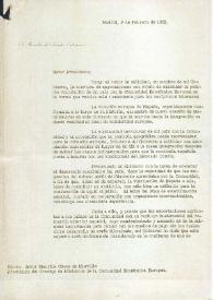 Carta de Fernando María Castiella (ministro de Asuntos Exteriores del gobierno español) a Maurice Couve de Murville (presidente del Consejo de Ministros de la Comunidad Económica Europea). Madrid, 9 de febrero de 1962 | Biblioteca Virtual Miguel de Cervantes