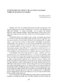 El pensamiento crítico de Antonio Machado sobre el barroco literario / Juan Matas Caballero | Biblioteca Virtual Miguel de Cervantes