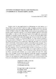 Antonio Machado traducido por Macrí: un ejemplo de transcodificación / Laura Dolfi | Biblioteca Virtual Miguel de Cervantes