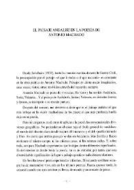 El paisaje andaluz en la poesía de Antonio Machado / Aurora de Albornoz | Biblioteca Virtual Miguel de Cervantes